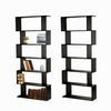 Black Bookcase 6 Tier S Shape Free Standing Storage Unit Bookshelf Shelves