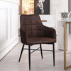 2 Pcs Brown/Grey Armchairs Dining Chairs Faux Leather Padded Dining Room Vintage