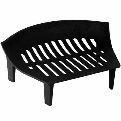 Fire Grate Cast Iron Grill Black Coal Log Bow Fronted Open Fireplace Small