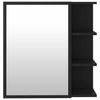 Bathroom Mirror Cabinet Black Chipboard Washroom Wall Storage Rack