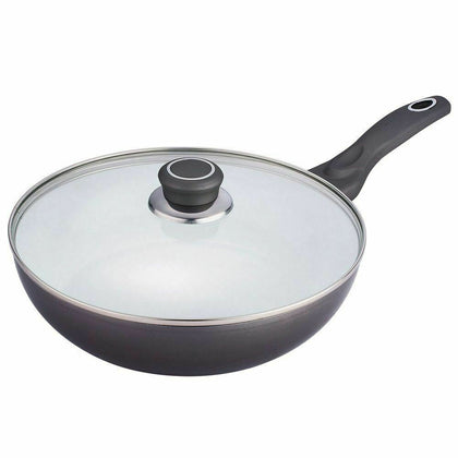 Bergner Grey 26cm Non Stick Aluminium Induction Frying Pan Pot With Lid Cookware