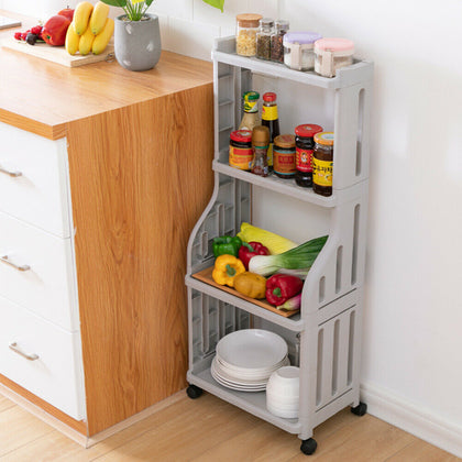 4 Tier Rolling Unit Storage Rack Trolley Cart Kitchen Bathroom Laundry Organiser