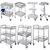 Rolling Storage Cart Medical Salon Trolley Pedestal Rolling Cart Stainless Steel