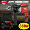 850w Electric Impact Hammer Drill Variable Speed -Wood /Concrete/ & Bit Set