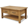 Solid Oak Wood Coffee Table with Drawer Living Room Furniture Stand