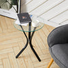 Round Glass Top Side Table Corner Coffee Table Lamp Stand Modern Home Furniture