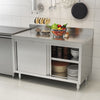 Commercial Kitchen Steel Work Table Storage Cabinet Food Prep W/Sliding Doors