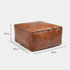 Tan Leather Rectangle Pouffe Vintage Design Cushioned Comfort Footstool E/D