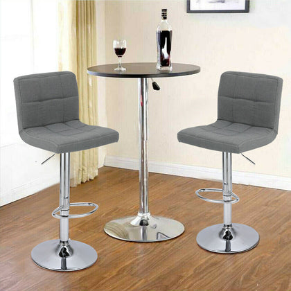 2X Fabric Comfortable Breakfast Bar Stools Swivel Kitchen Cuban Chrome Gas Lift