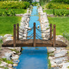 Wooden Garden Bridge Metal Chain Arc Footbridge Outdoor Pond Walkway Lawn Décor