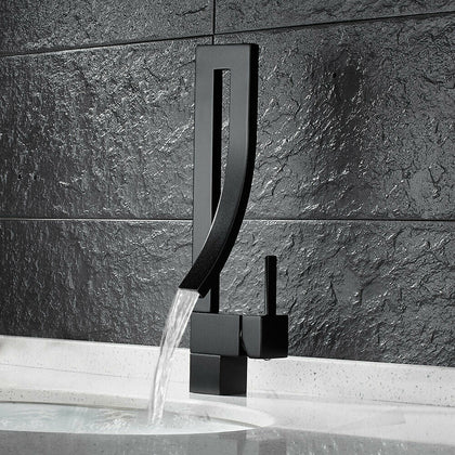 Modern Bathroom Taps Basin Sink Mono Mixer Chrome Cloakroom Tap 2 Hoses Black