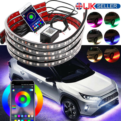 4x RGB LED Under Car Light Strip Underglow Body Neon Lamp Kit Phone App Control