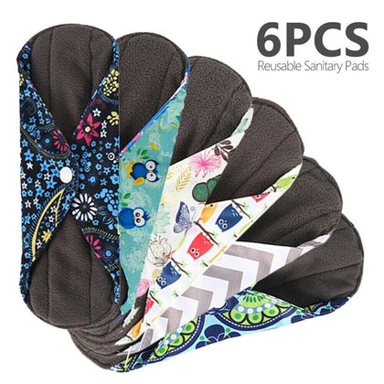 UK 6pcs Reusable Washable Bamboo Cloth Eco Sanitary Towels