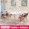 120cm Dining Table and 2/4/6 Tub Chairs Set Patchwork Tup Armchair Padded Office