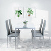 Dining Table + 4 Chairs Seat Set Glass Meeting Table Restaurant Furniture Gray