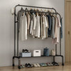 Mobile Double Clothes Hanging Rail w/ Storage Shelf Garment Shoes Display Stand