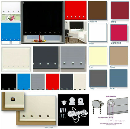 Roller Blinds Easy Fit Trimable Home Office Window Square Eyelet Fabric Blind