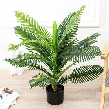 2.7 ft 82cm Artificial Palm Tree Lifelike Fake Potted Plant for Indoor Outdoor