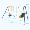 3-in-1 Kids Swing Set Metal A-Frame Stand Swing Playset Platform Tree Swing Seat