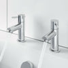 Modern Bathroom Bath Taps Hot & Cold Pair Twin Brass Round Lever Handle Chrome