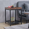 2 Tier Small Coffee Table Retro Tray Top Sofa Side End Table Rustic Wood & Metal