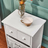 Bedside Table Unit Cabinet Wicker Basket Nightstand 3 Drawer Storage Bathroom