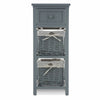 Shabby Chic Bedside Unit Tables Drawers Cabinet + Wicker Storage Wooden Bedroom
