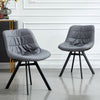 Set of 2 Grey Faux Leather Dining Chairs Metal Legs Soft Seat Living Room Office