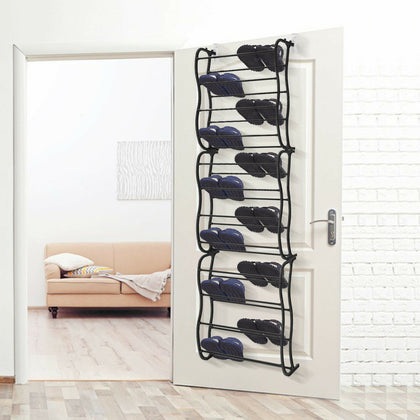 36 PAIR OVER DOOR HANGING SHOE RACK 12 TIER SHELF ORGANISER STORAGE STAND HOLDER