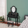 Wooden Dressing Table w/4 Mirror Stool Vanity Makeup Desk Stool Set White/Black