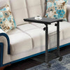C-Shaped Sofa Side Table Adjustable Mobile Bed End Table Laptop Stand W/ Basket