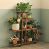 Rolling Plant Stand with Wheels 5Tier Wooden Plant Flower Display Flowerpot Rack