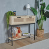 Rattan Console Table w/ 2 Storage Drawers & Shelf | Entryway Hall Table