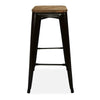 Industrial Metal Barstool with Wooden Seat Stackable Breakfast Bar Stool