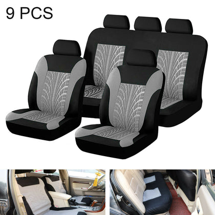 9Pcs Grey Car Seat Covers Full Set Universal Protector Washable Front Rear New