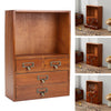 Retro Wall/Desktop Wooden Drawers Storage Cabinet Organiser Cosmetic Jewelry Box