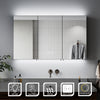 LED Bathroom Mirror Cabinet with Demister Socket 3 Colour Lights Black Cuoboard