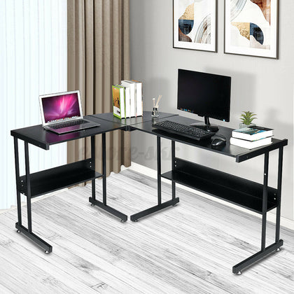 L Shaped Corner Computer Gaming Laptop Table Workstation Home Office