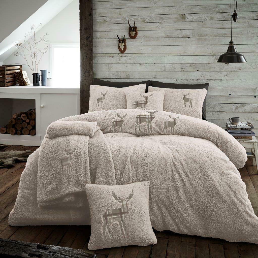 TEDDY BEAR FLEECE Duvet Cover & Fitted Sheet Sherpa Thermal Soft Bedding Set