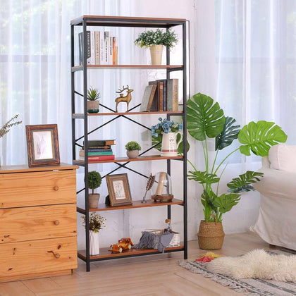 6-Tier Ladder Shelf Bookcase Bookshelf Plant Flower Stand Storage Metal Frame