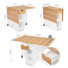 Mondeer Mobile Drop Leaf Table Folding Dining Table with 1 Drawer White & Oak
