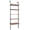 5 Tier Ladder Style Shelving Unit Reclaimed Wood Metal Lean Display Shelves