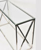 Glass Console Table Chrome Stainless Steel Modern Tempered Glass Living Room