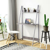 Corner Computer Desk Wood Ladder PC Laptop Writing Table with Shelf Storage Grey