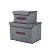 Folding Grey Fabric Storage Box With Lid Cloth Basket Home Organizer Large Small