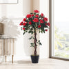90cm Artificial Red Rose Flower Tree Potted Fake Plant Indoor Outdoor Home Decor