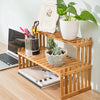 Home Office Desk Storage Rack Wooden Slat Succulent Plant Stand Organizer Shelf