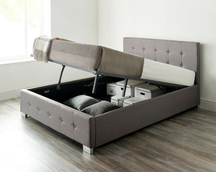 Aspire Beds Upholstered Storage Ottoman Bed Grey, Black or Natural Linen Fabrics