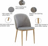 Designer Velvet Fabric Dining Chairs Wooden Style Metal Legs Bradley S