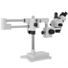 3.5X-90X Simul-Focal Zoom Trinocular Stereo Microscope Dual Arm Boom Stand